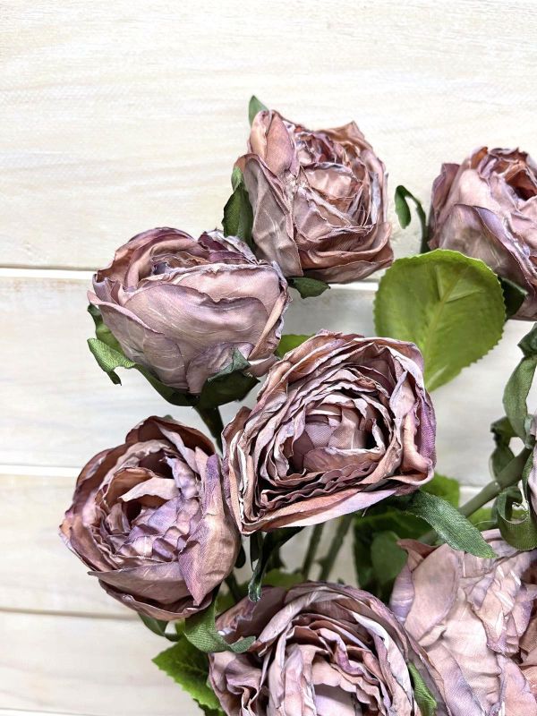 Artificial rose stem bundle in Coffee hue, designed for a dry look, perfect for elegant decor and maintenance-free arrangements.