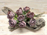 Artificial rose stem bundle in coffee hue, featuring a dry look for elegant, maintenance-free home decor and centerpieces.