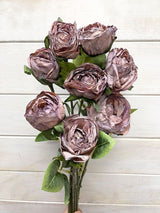 Artificial rose stem bundle in coffee hue, perfect for rustic decor and maintenance-free arrangements.