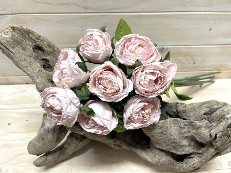 Artificial pink rose stem bundle with a dry look, perfect for elegant home decor and hassle-free arrangements.