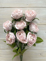 Artificial pink rose stems with a dry look, perfect for elegant home decor or events without maintenance.