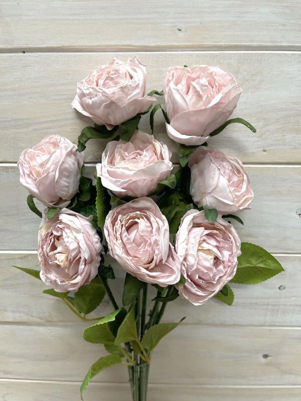 Artificial pink rose stems with a dry look, perfect for elegant home decor or events without maintenance.
