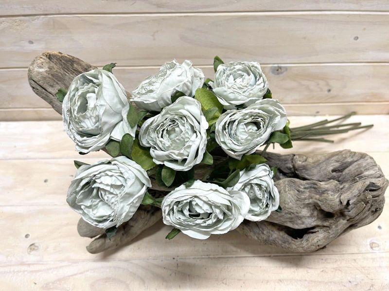 Artificial teal rose stem bundle with realistic details, perfect for elegant home decor and low-maintenance arrangements.
