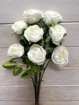 Artificial white rose stem bundle with a dry look, perfect for elegant home decor without maintenance.