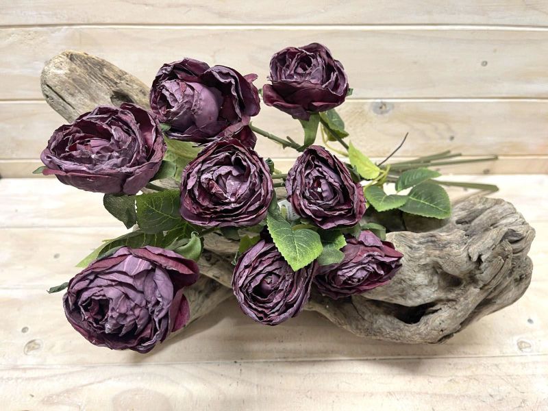 Artificial rose stem bundle in rich wine hue, perfect for rustic decor, weddings, and long-lasting elegance.