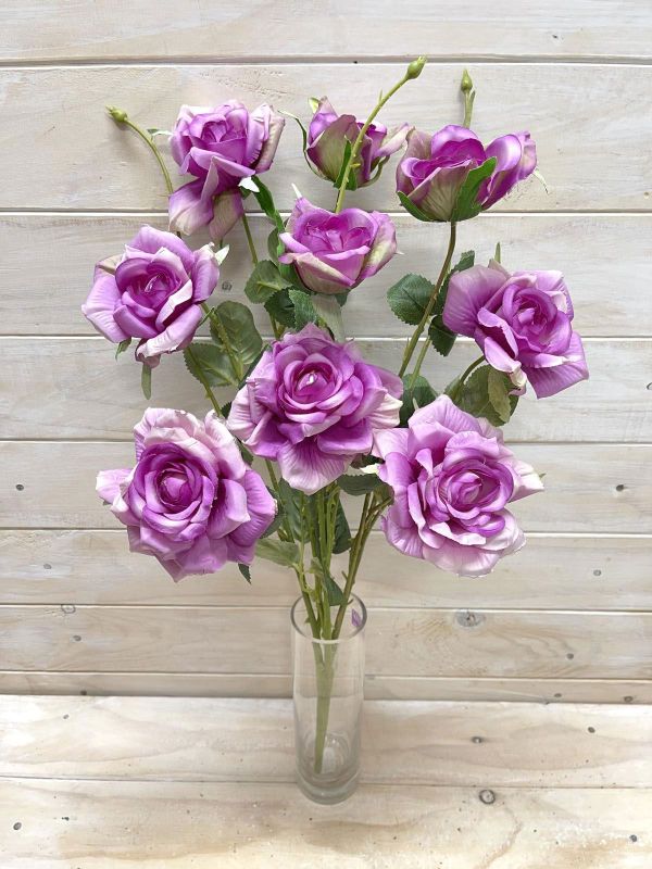Purple Large Alice Rose artificial bush, adding vibrant color and elegance to any decor without maintenance.