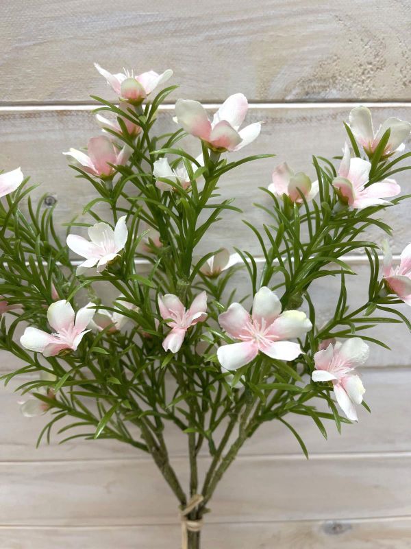 Artificial pink dogwood flower bundle, featuring lifelike petals and leaves, perfect for elegant decor and arrangements.