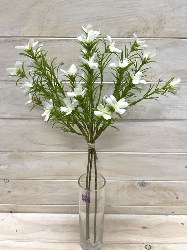 Lifelike white artificial mini dogwood bundle, perfect for elegant decor and versatile floral arrangements.