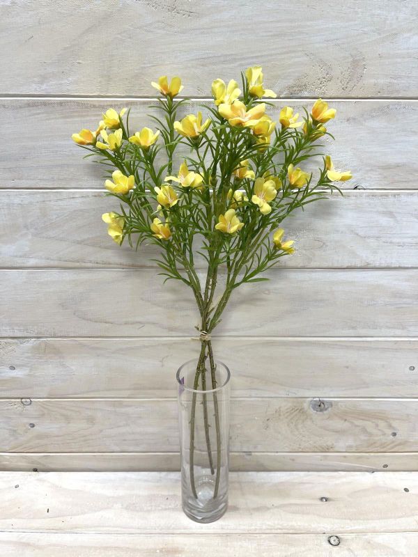 Bright yellow artificial mini dogwood bundle, perfect for home decor and events, featuring lifelike flowers without maintenance.