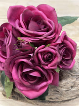 Lifelike purple artificial rose posies offering elegance and maintenance-free beauty for home decor and special events.