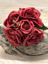Lifelike red artificial rose posies, perfect for home decor, weddings, and lasting vibrant displays without maintenance.