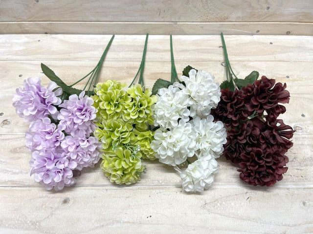 Lifelike assorted Artificial Ball Mum Bush, vibrant colors perfect for home or office decor, no maintenance required.