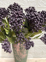 Vibrant purple artificial seed spray, perfect for home decor and floral arrangements without maintenance.