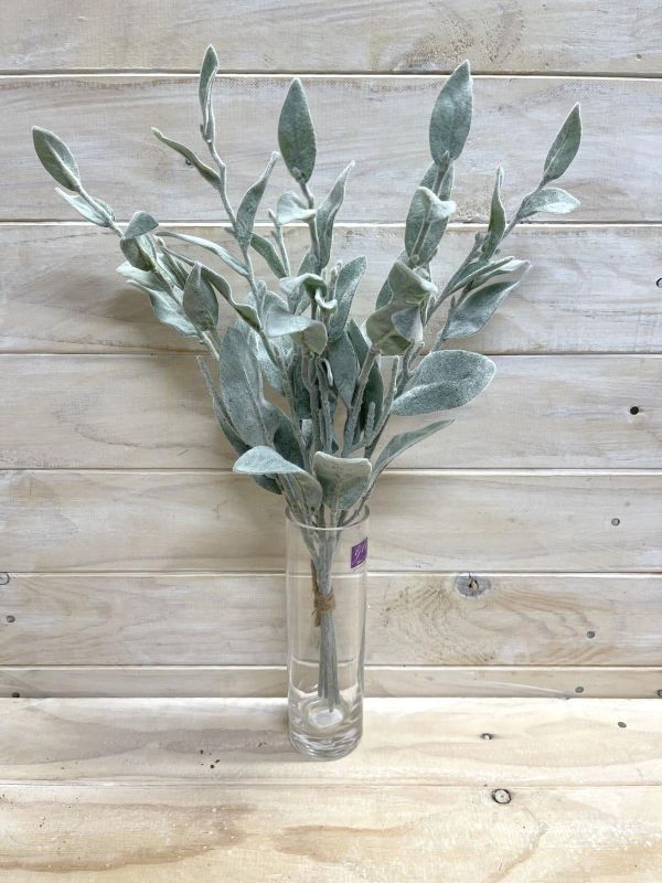 Lifelike Artificial Sage Lamb Ear Bundle, featuring realistic leaves for effortless home décor and low-maintenance greenery.