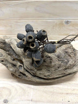 Elegant black artificial eucalyptus nut bundle, perfect for versatile home décor and year-round styling.