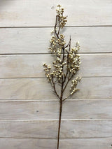 Cream artificial mini berry spray, featuring realistic berries for elegant home decor in floral arrangements and centerpieces.