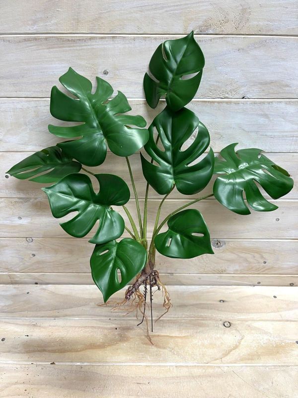 Lifelike Artificial Monstera Plant Bush in vibrant green, perfect for enhancing decor without maintenance.