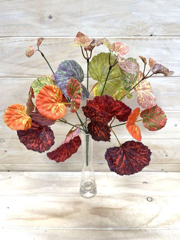 Lifelike artificial autumn geranium leaf bush featuring rich hues, perfect for seasonal home decor and centerpieces.