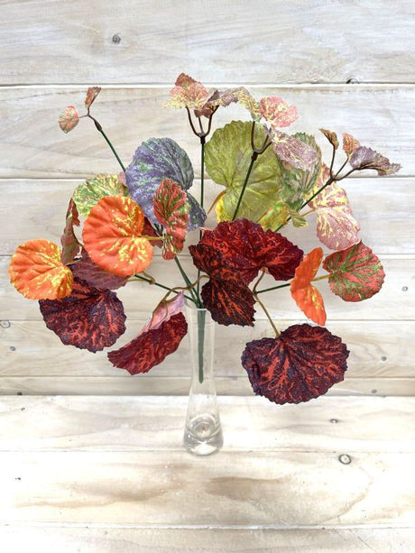Lifelike artificial autumn geranium leaf bush featuring rich hues, perfect for seasonal home decor and centerpieces.