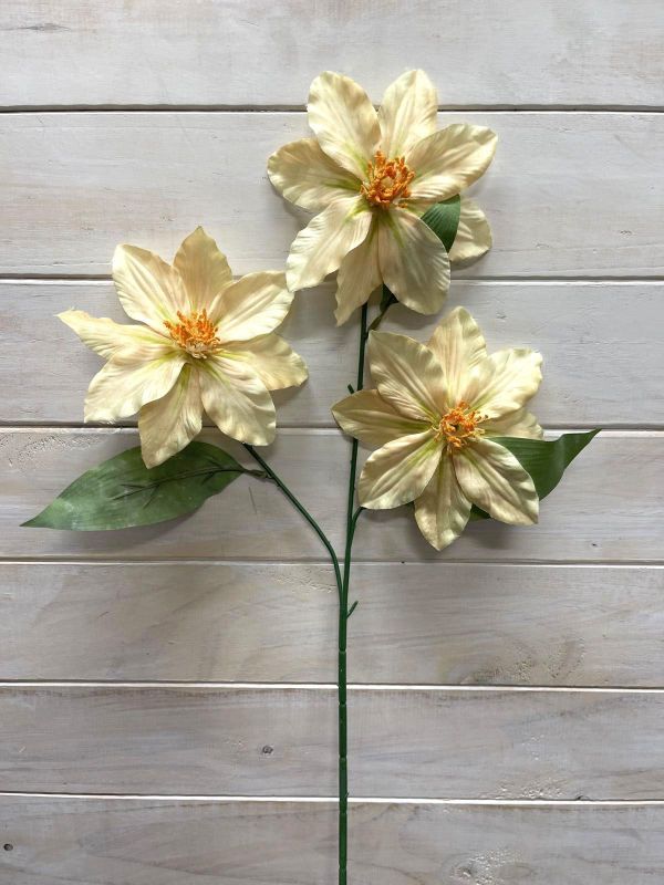 Artificial flower spray featuring three vibrant yellow blooms, perfect for enhancing home decor with stylish, maintenance-free elegance.