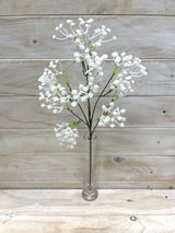Elegant white artificial baby breath spray, ideal for home decor, weddings, and special events—no maintenance needed.