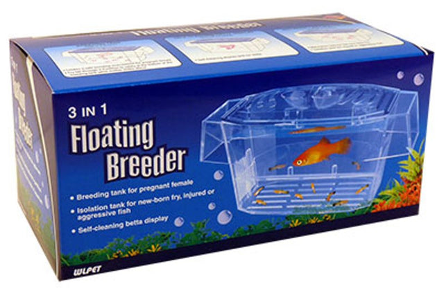 Floating Breeder - 3 in 1 for fry nurturing, isolation, and breeding, measuring 16L x 8W x 8H cm, promoting optimal fish health.