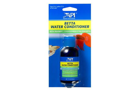 API Betta Water Conditioner 50mL; safe aquatic solution that detoxifies water, reduces stress, and promotes healing for Bettas.