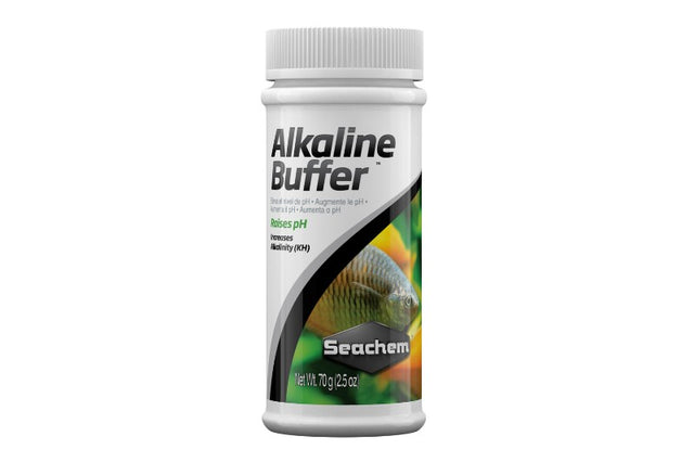 Seachem Alkaline Buffer 70g package for raising pH and alkalinity in freshwater aquariums without phosphates.