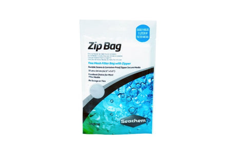 Durable Seachem zip bag measuring 32x14cm, perfect for organizing aquarium supplies and accessories securely.