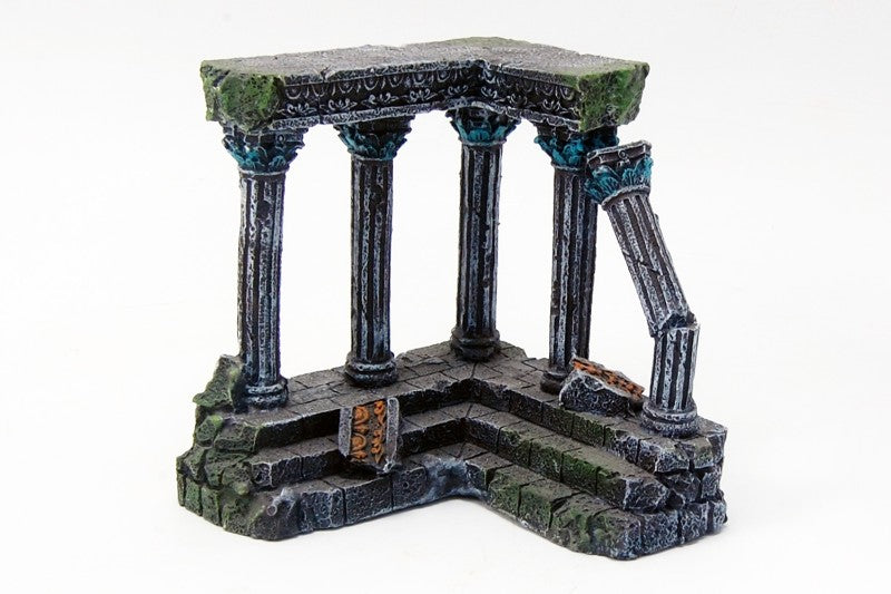 Intricate 12cm Roman Ruins aquarium ornament adds historical elegance and a hiding spot for fish in your aquatic habitat.