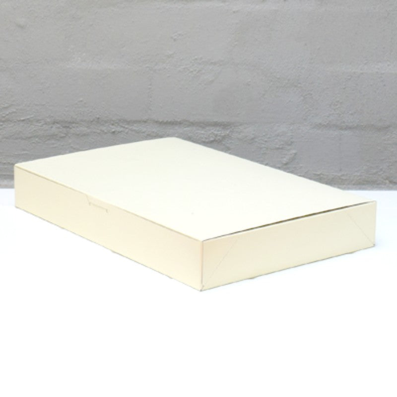 Elegant pearl cream gift box made from recycled board, perfect for stylish gift presentation, 254x381x51mm. Clearance sale!