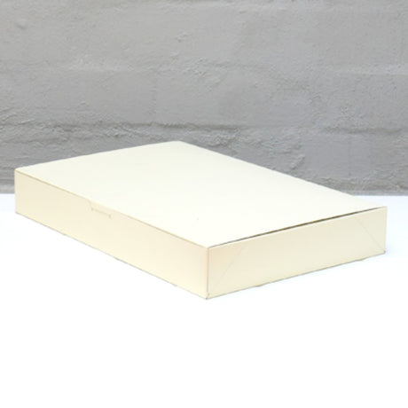 Elegant pearl cream gift box made from recycled board, perfect for stylish gift presentation, 254x381x51mm. Clearance sale!