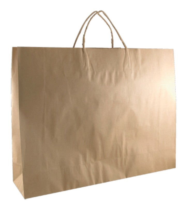 Eco-friendly brown kraft boutique bags, 35x45cm size, with twisted handles, perfect for retail or gifts, 250 per case.