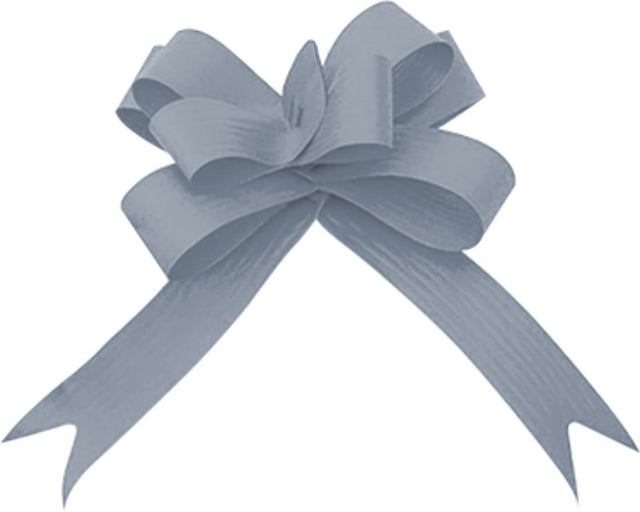 Silver pull bows measuring 19mm, 100 pieces, perfect for effortless gift wrapping and adding elegance to any occasion.