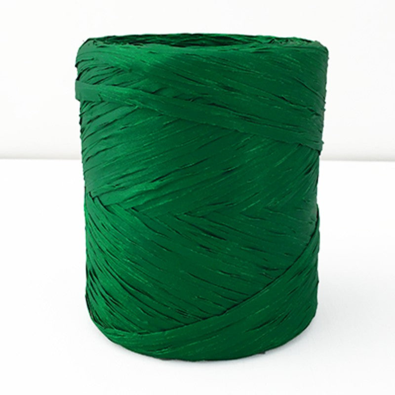 Poly Raffia in Pine Tree color, 5mm wide and 200m long, perfect for versatile crafting and eco-friendly decorations.