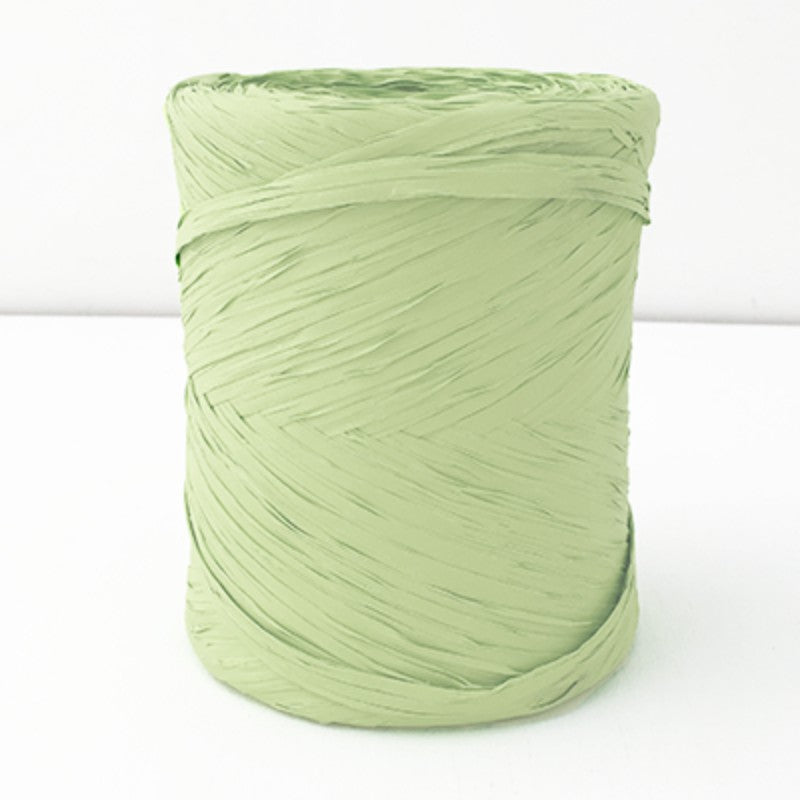 Mint-colored 5mm poly raffia ribbon, 200 meters long, perfect for crafting, gifting, and home decor projects.