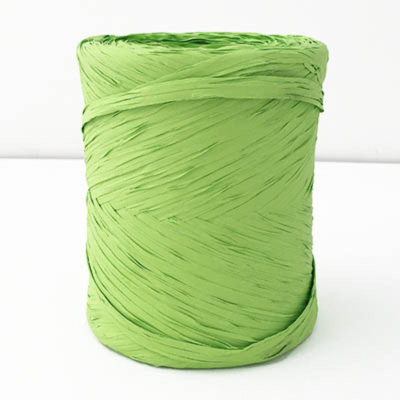 Vibrant 5mm lime poly raffia, 200m for crafting, gift wrapping, and DIY projects, eco-friendly and durable.