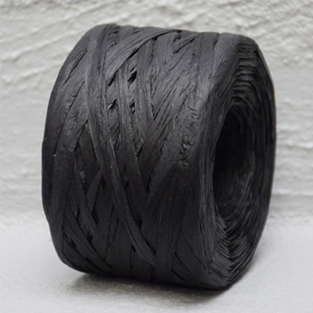 Black paper raffia ribbon, 4mm x 100m, eco-friendly, versatile for crafting, packaging, and decor, adds elegance to projects.