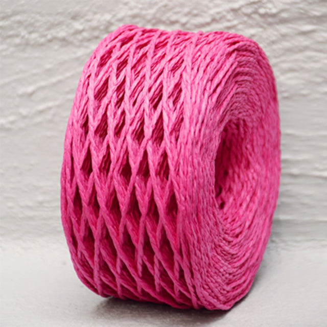 Vibrant 2mm hot pink paper twine, 100 meters long, perfect for gift wrapping and DIY crafts. Eco-friendly and stylish.