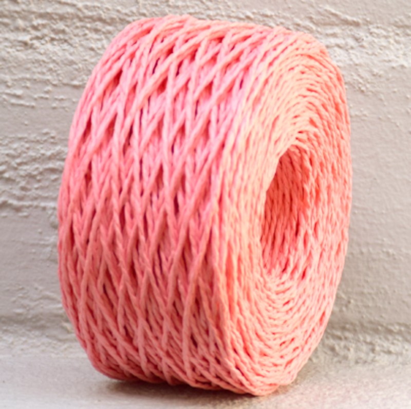 Peach-colored 2mm paper twine, 100m long, ideal for crafts, gift wrapping, and eco-friendly projects.