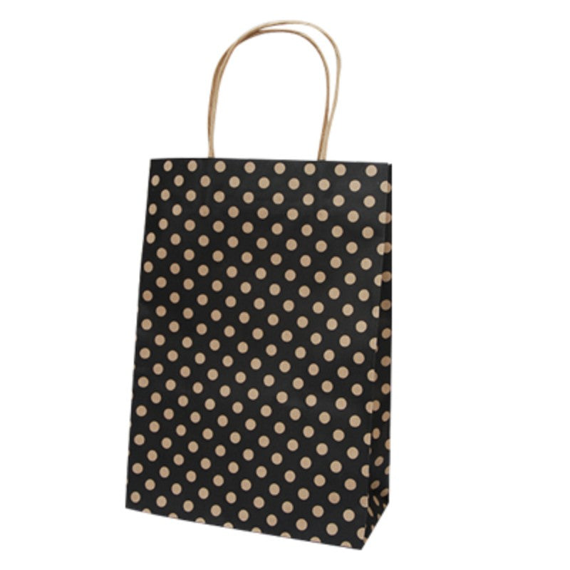 Premium black spot kraft paper bags, 29x20cm, eco-friendly, sturdy, perfect for retail and crafting, pack of 100.