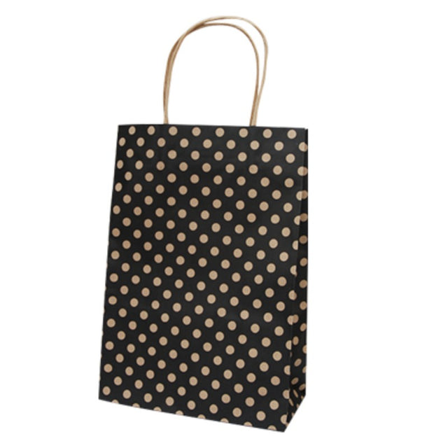 Premium black spot kraft paper bags, 29x20cm, eco-friendly, sturdy, perfect for retail and crafting, pack of 100.