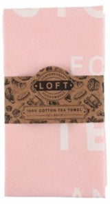 Elegant pink Loft Tea Towel measuring 28 x 50 cm, perfect for drying dishes and enhancing kitchen decor.