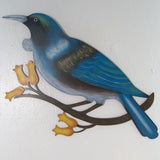 Laser cut metal wall hanging of a tui bird, 44cm, showcasing intricate designs for elegant home decor.