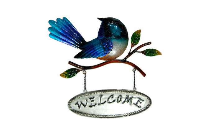 Metal Fantail Welcome Sign featuring durable construction and an elegant 28cm design, perfect for enhancing home decor.