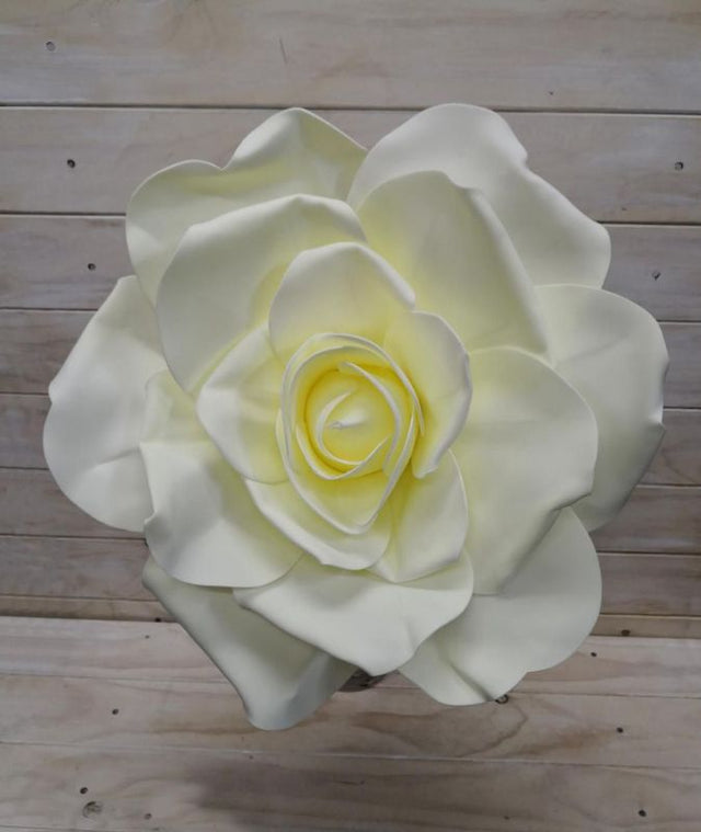 Lifelike white curled petal rose head, 40cm, perfect for decor, weddings, and events with zero maintenance required.