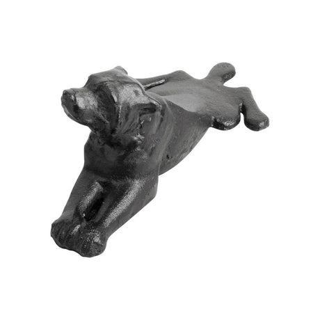 Cast iron dog door wedge (18 x 7 x 8 cm) adds charm and stability to any door, perfect for pet lovers and home decor.