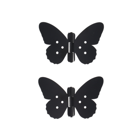Butterfly-shaped iron hinges (12 x 8cm) in assorted designs, adding elegance and functionality to your doors or cabinets.