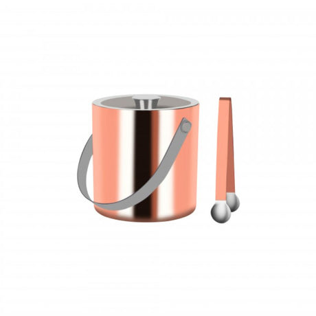 Zanzi Rose Gold double wall ice bucket with tongs, 1800ml capacity for chilling wine and cocktails elegantly.