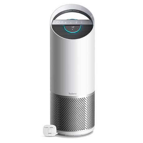 TruSens Z3000 Air Purifier featuring advanced filtration, SensorPod monitoring, and a color-coded air quality indicator.